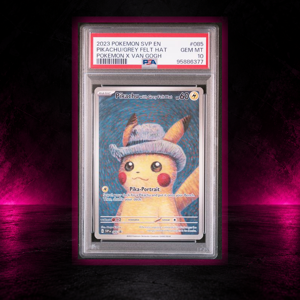 Pikachu with Grey Felt Hat 085 Pokémon x Van Gogh PSA 10